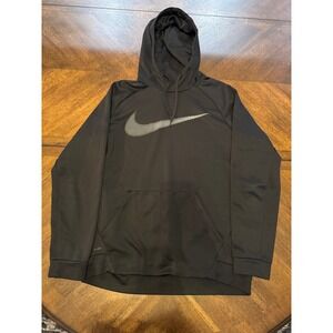 Nike Therma FIT‎ Pullover Hoodie Mens Large Black Swoosh Athletic |G1
